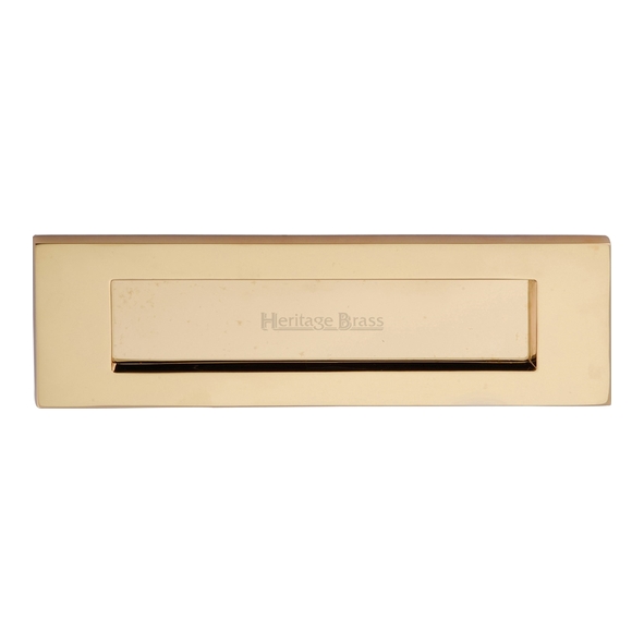 V850 254-ULB • 254 x 079mm • Unlacquered Brass • Heritage Brass Victorian Sprung Flap Letter Plate